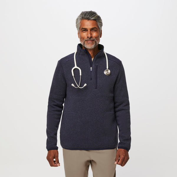 Men's Heather Navy On-Shift™ ¼ Zip - Sweater-Knit