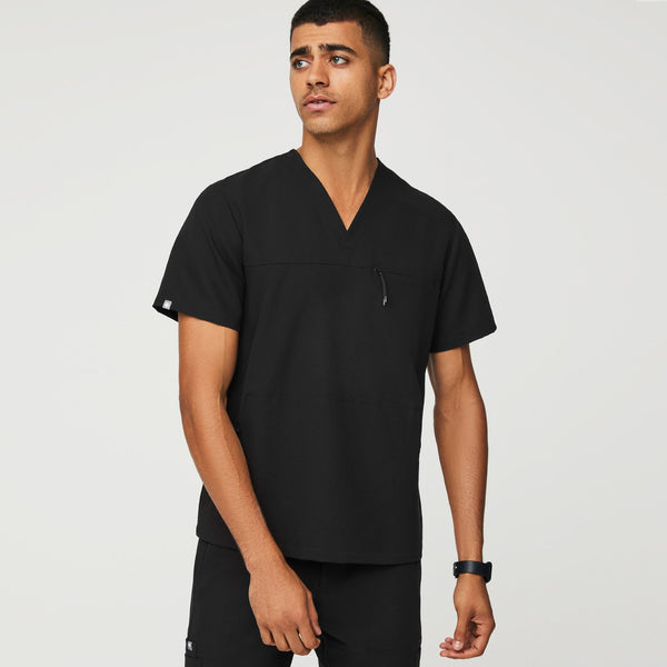 Men's Black Leon - Zip Pocket Scrub Top