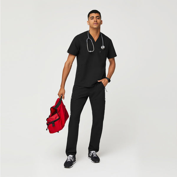 Men's Black Leon - Zip Pocket Scrub Top