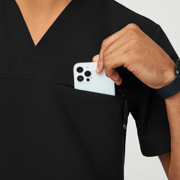 Men's Black Leon - Zip Pocket Scrub Top