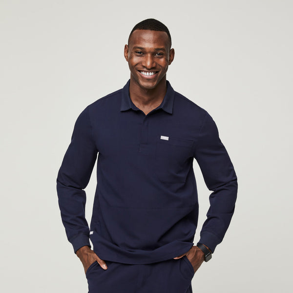 Men's Navy Lima - Long-Sleeve ScrubPolo™
