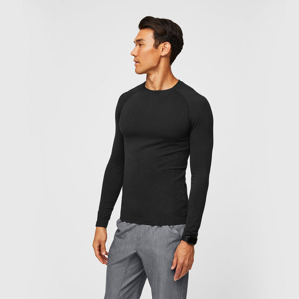 Men's Black Makato Seamless - Long-Sleeve Underscrub