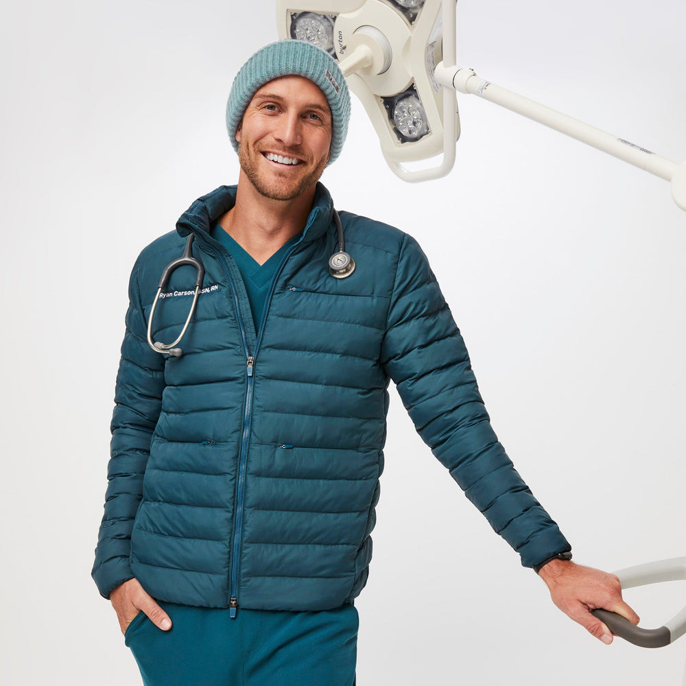 men's Caribbean Blue Packable - Puffer Jacket