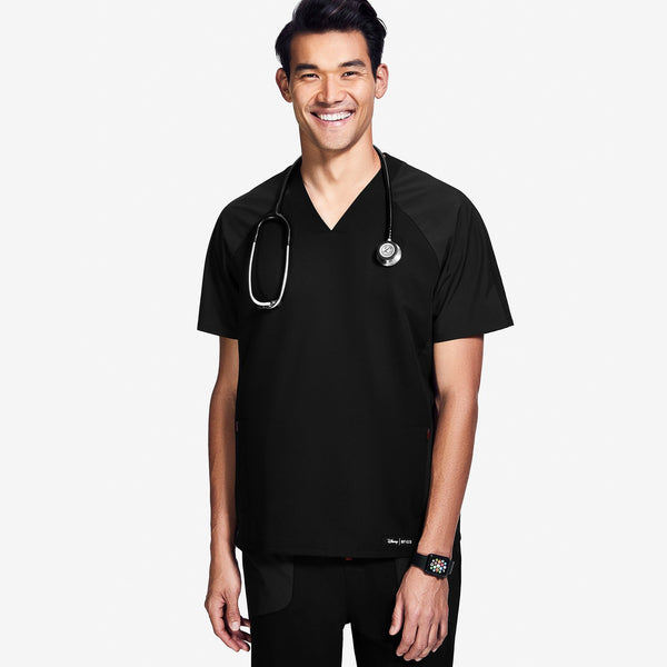 Men's Black Mickey Mouse - Raglan Scrub Top