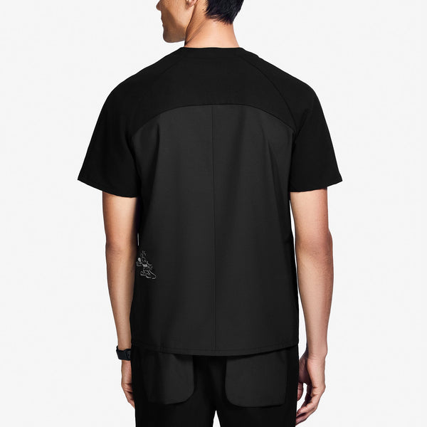 Men's Black Mickey Mouse - Raglan Scrub Top