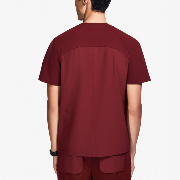 Men's Burgundy Mickey Mouse - Raglan Scrub Top