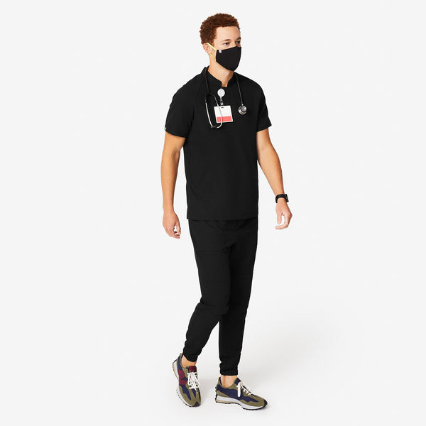 Men's Black Bengo - Henley Scrub Top