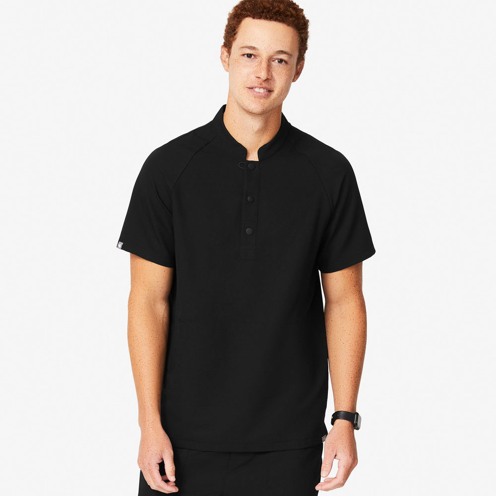 Men's Black Bengo - Henley Scrub Top