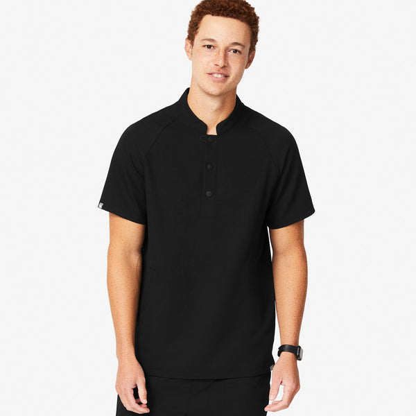 Men's Black Bengo - Henley Scrub Top