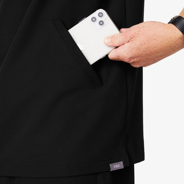Men's Black Bengo - Henley Scrub Top