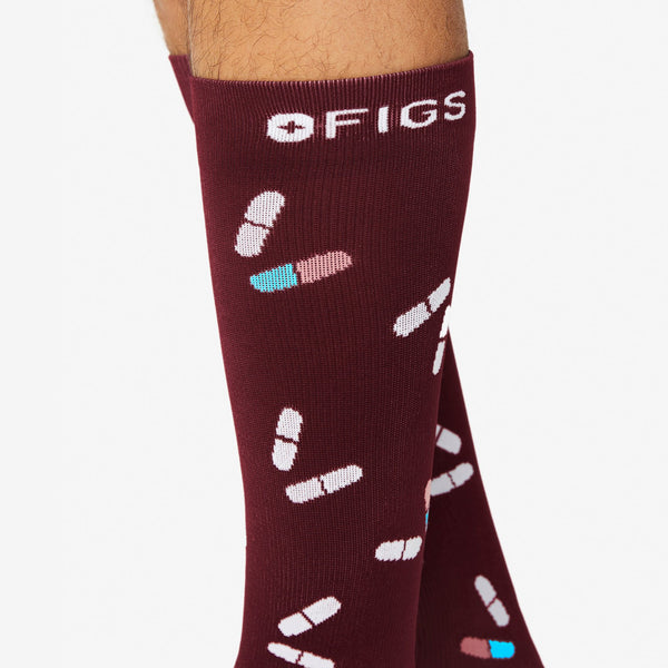 Men's Burgundy Pill - Compression Socks