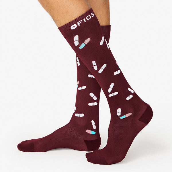 Men's Burgundy Pill - Compression Socks
