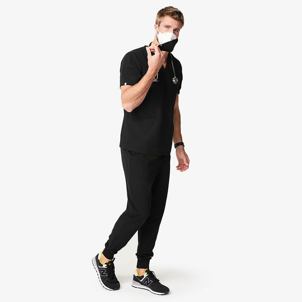 Men's Black Jimeta - V-Neck Scrub Top