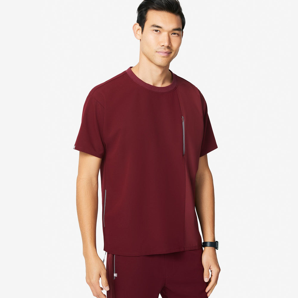 Men's Burgundy Kadoma - Crew Scrub Top