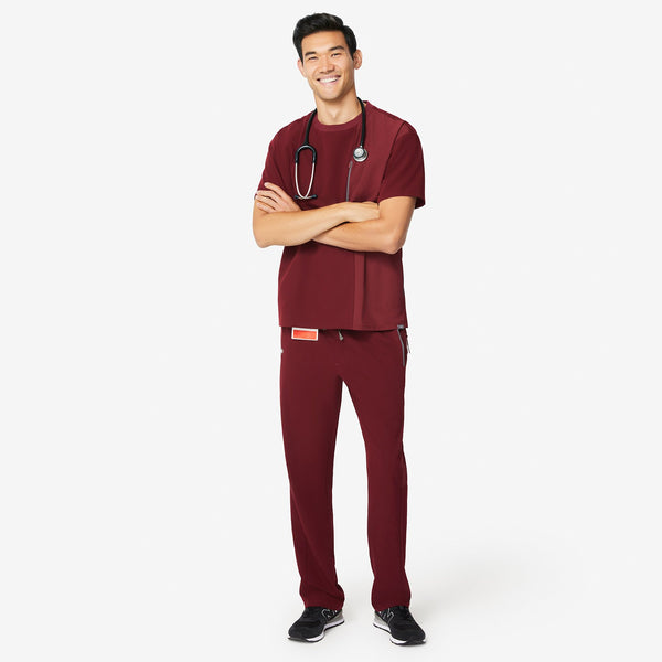 Men's Burgundy Kadoma - Crew Scrub Top