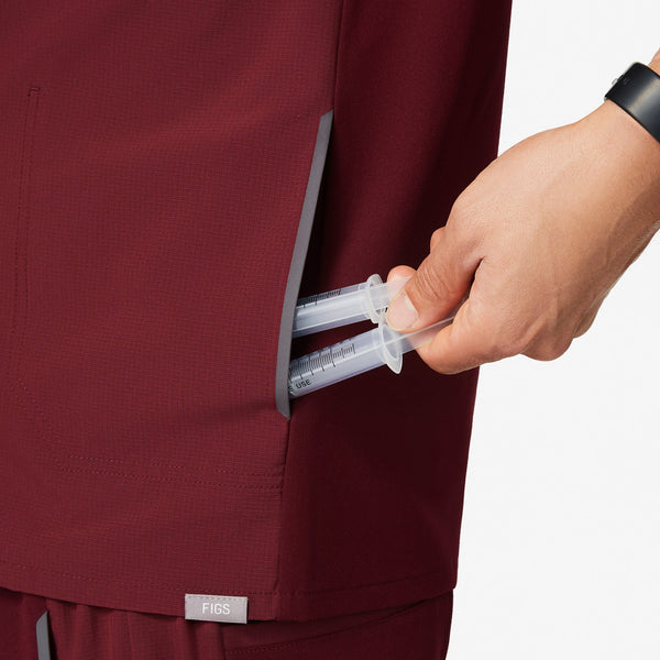 Men's Burgundy Kadoma - Crew Scrub Top