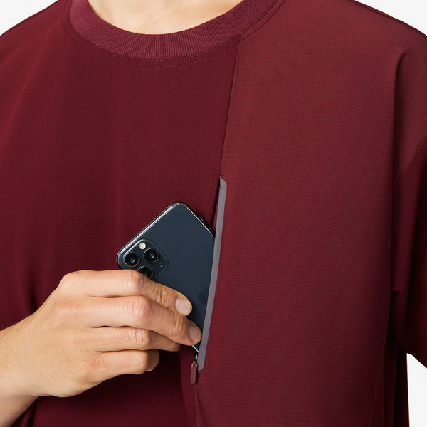 Men's Burgundy Kadoma - Crew Scrub Top