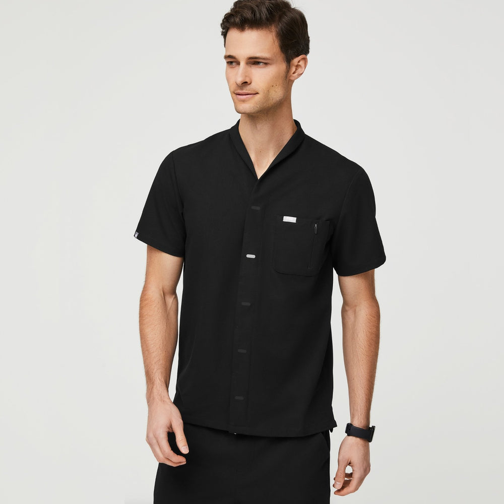 Men's Black Moree - Classic Collared Scrub Top