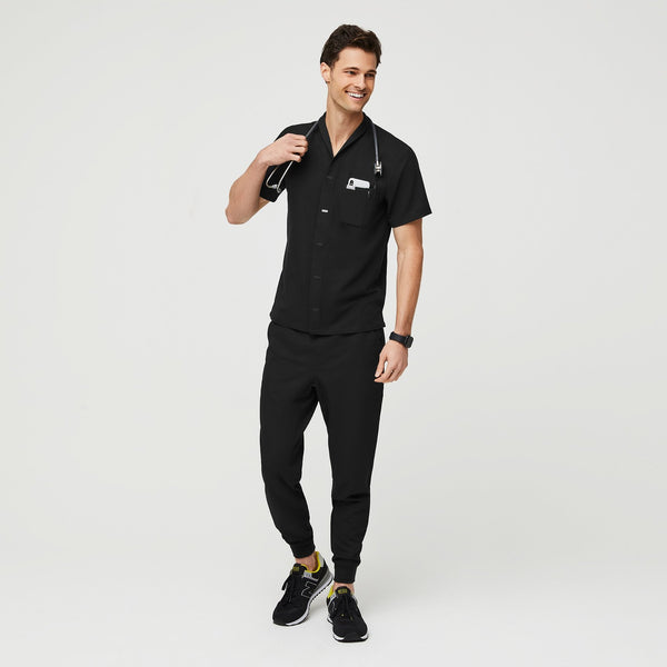Men's Black Moree - Classic Collared Scrub Top