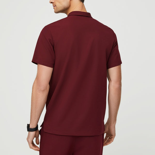 Men's Burgundy Moree - Classic Collared Scrub Top