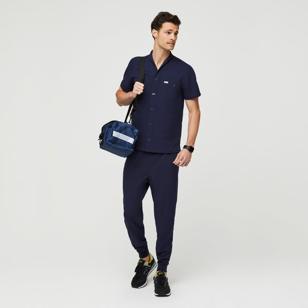 Men's Navy Moree - Classic Collared Scrub Top