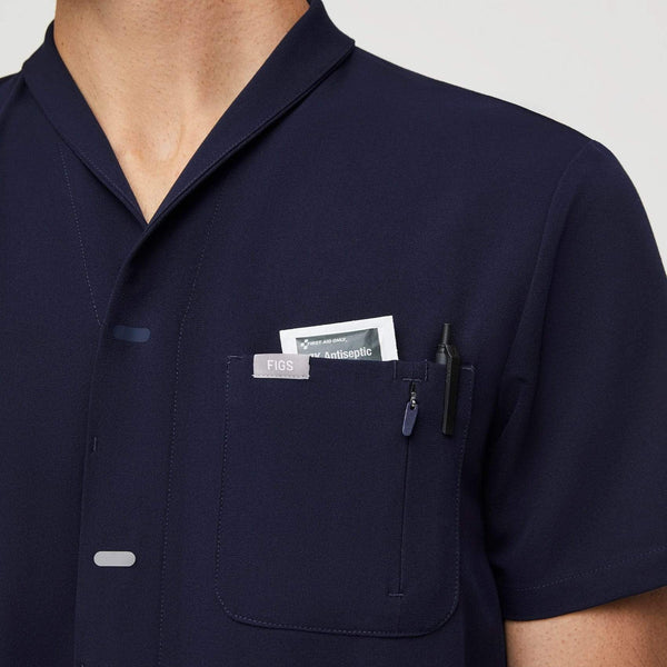 Men's Navy Moree - Classic Collared Scrub Top