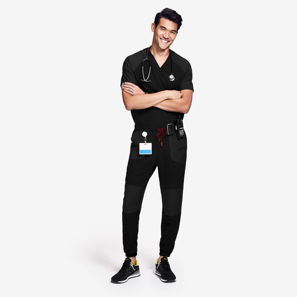Men's Black Mickey Mouse - Slim Jogger Scrub Pant
