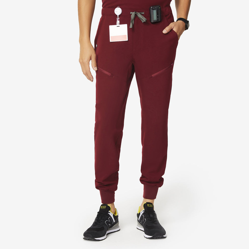 Men's Burgundy Tansen - Zip Jogger Scrub Pant