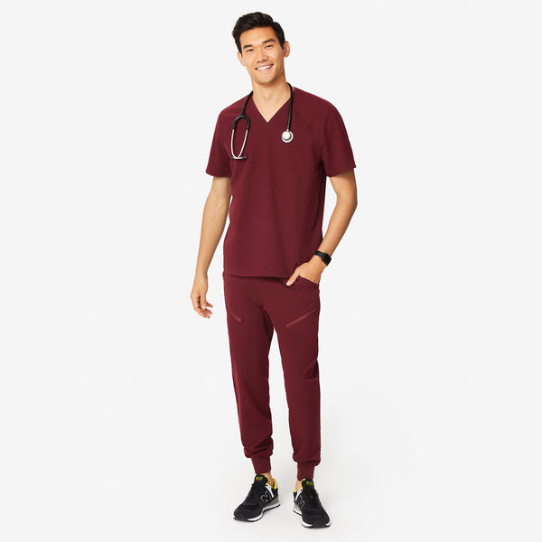 Men's Burgundy Tansen - Zip Jogger Scrub Pant