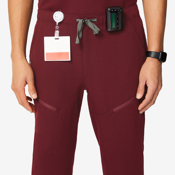 Men's Burgundy Tansen - Zip Jogger Scrub Pant