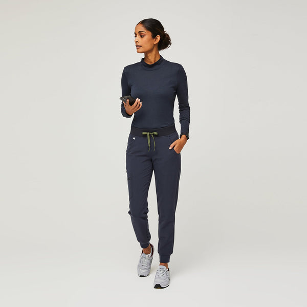 Women's Navy Mock-Neck - Long-Sleeve