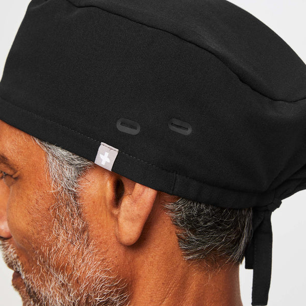 Black FIGS Scrub Cap With Buttonholes ( Classic Black)
