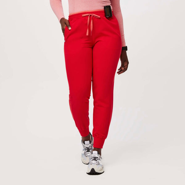 Women's Pop Red Mari Skinny Petite Jogger Scrub Pant