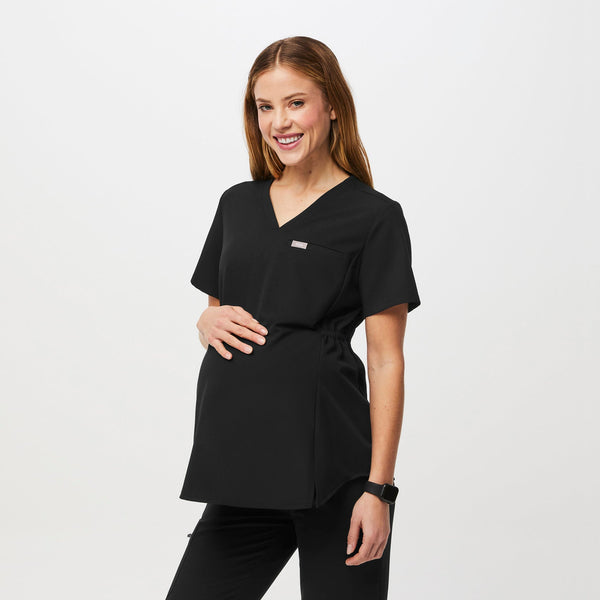 Women's Black Octavia Maternity - Scrub Top