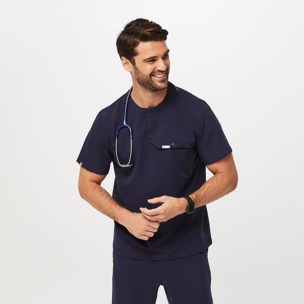Men's Navy Corfield - Henley Scrub Top