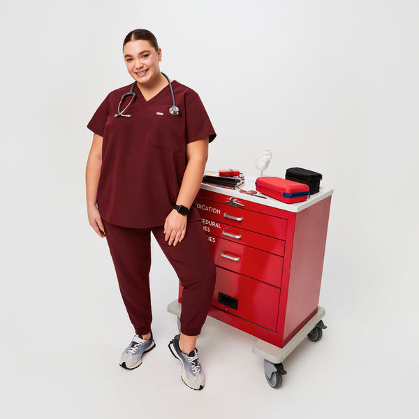 Women's Burgundy Catarina™-  Scrub Top (3XL - 6XL)