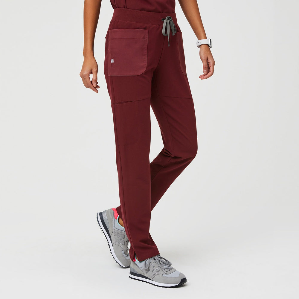 Women's Burgundy Mundri - Slim Scrub Pant