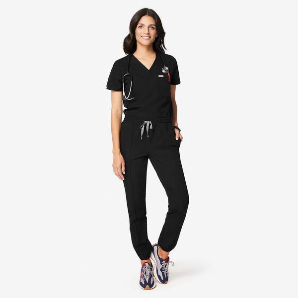 Women's Black Cedar - Pintuck Jogger Scrub Pant