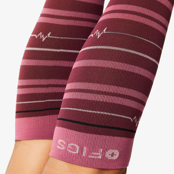Women's Burgundy EKG Stripe - Compression Socks