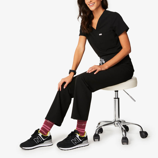 Women's Burgundy EKG Stripe - Compression Socks