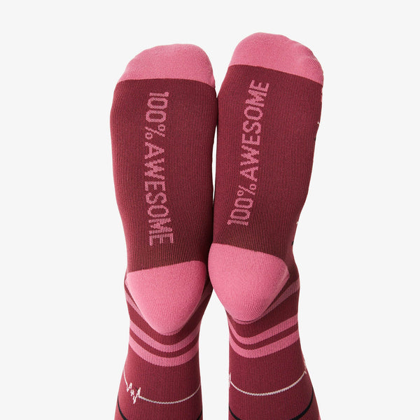 Women's Burgundy EKG Stripe - Compression Socks