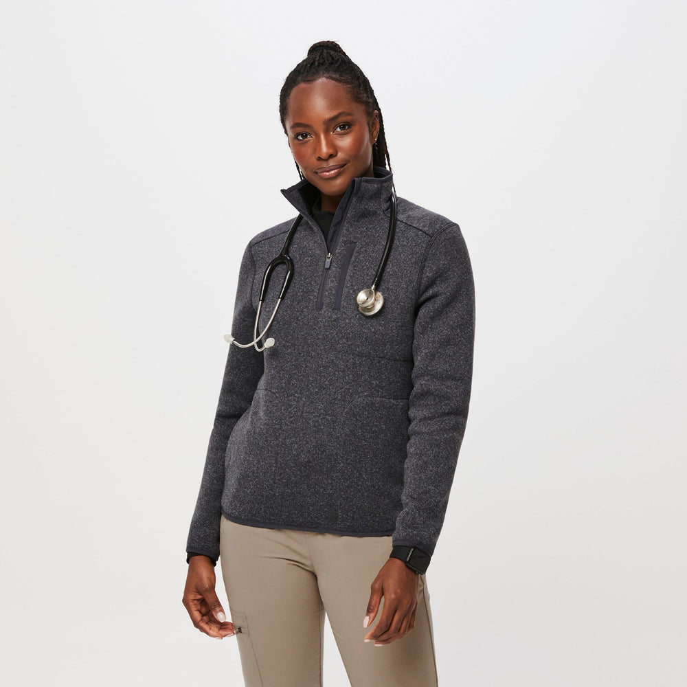 Women's Heather Dark Charcoal On-Shift™ Half Zip - Sweater-Knit