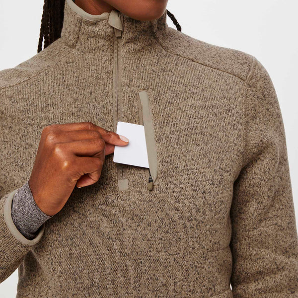 Women's Heather Latte On-Shift™ Half Zip - Sweater-Knit