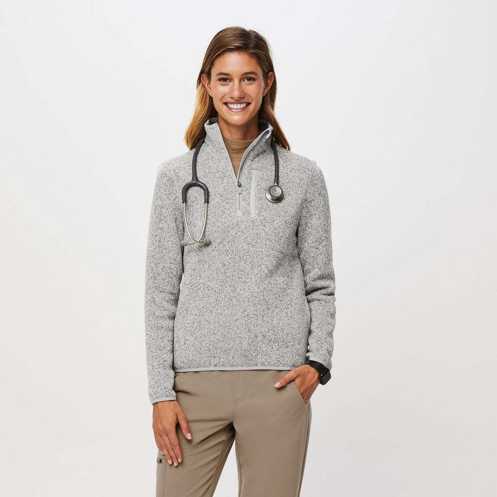 Women's Heather Light Grey On-Shift™ Half Zip - Sweater-Knit