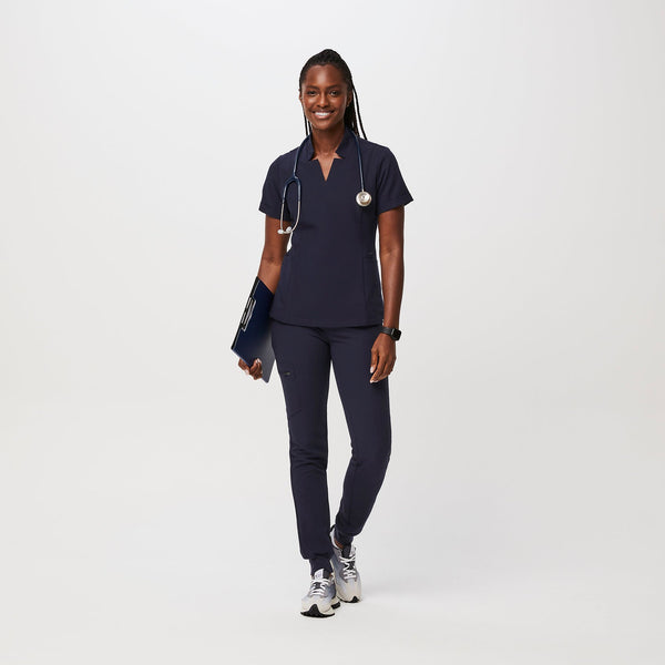 Women's Navy Inala - Slim Scrub Top