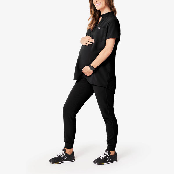 Women's Black Kitale Maternity - Scrub Top