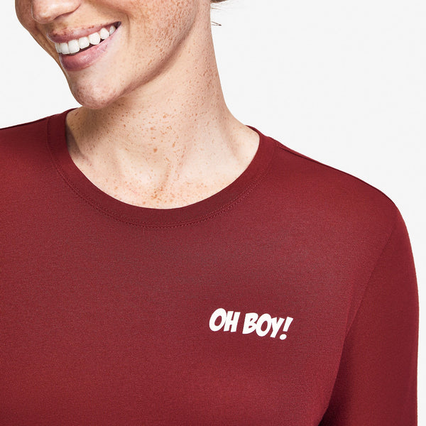 Women's Burgundy Mickey Mouse Oh Boy - Long-Sleeve Underscrub