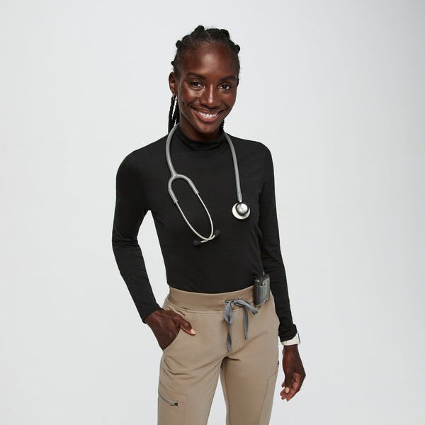 Women's Black Mock-Neck - Long-Sleeve