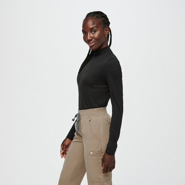 Women's Black Mock-Neck - Long-Sleeve
