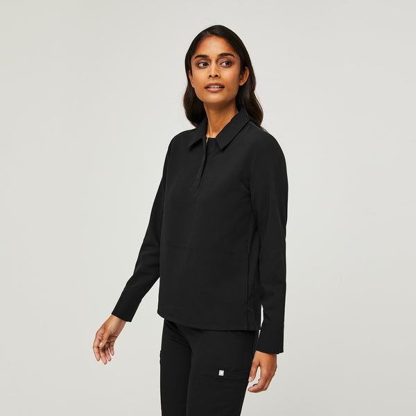 Women's Black Nala - Long-Sleeve ScrubPolo™